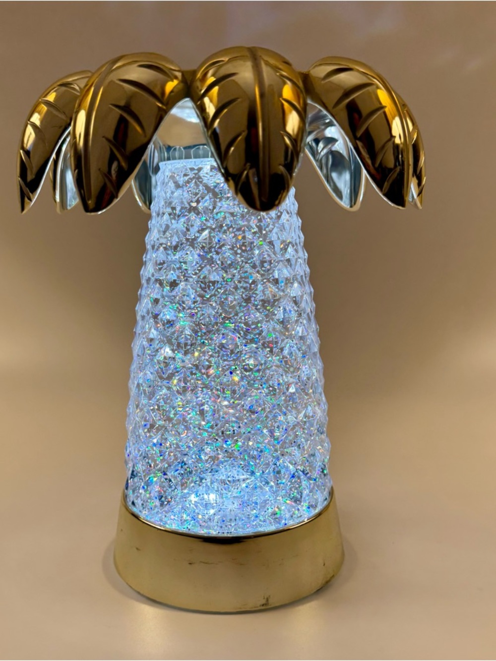 Bath & Body Works Water silver Palm Tree light up candle holder w/glitter